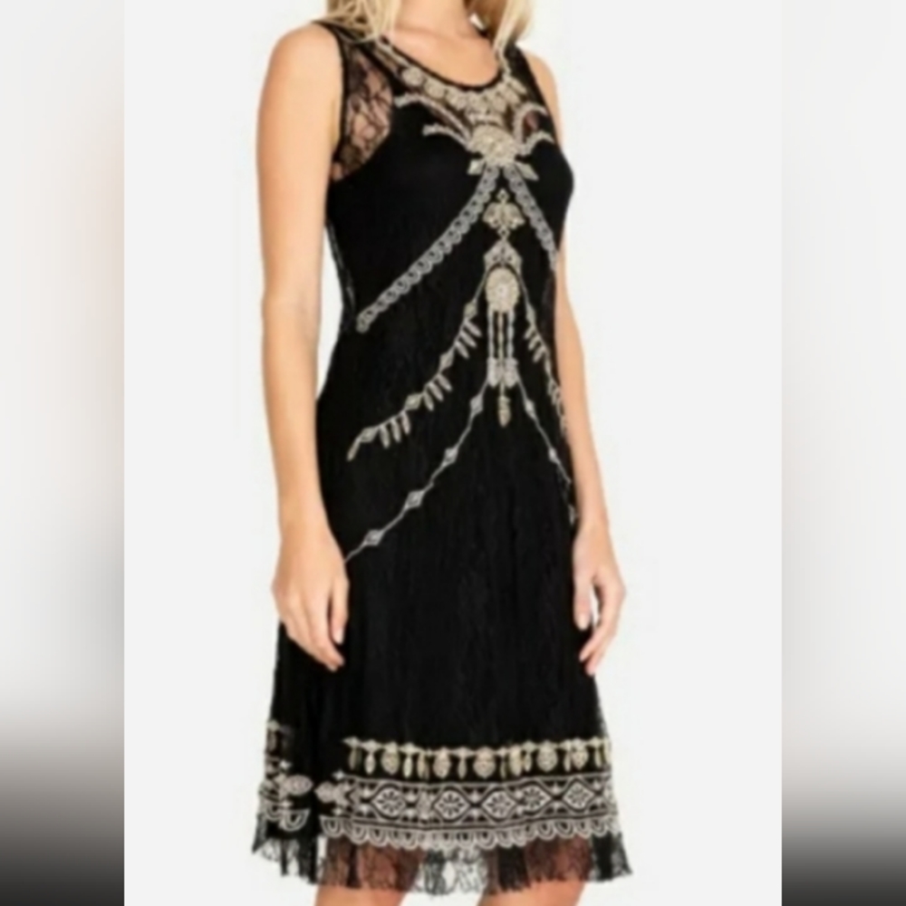 Johnny Was Cassia lace dress black size xs